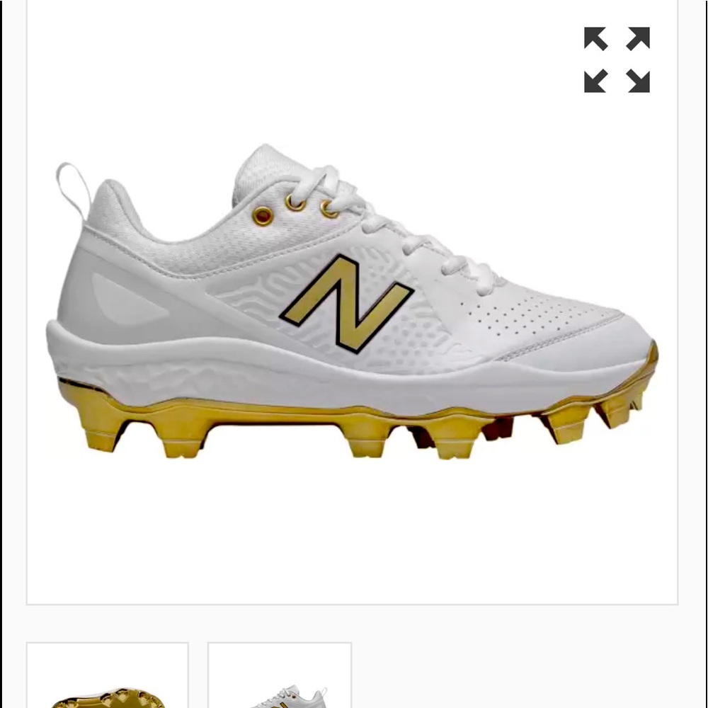 New Balance White/Gold softball Cleats - New